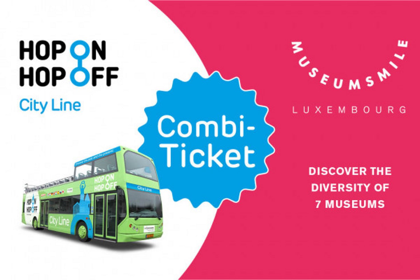 Kombi Ticket Hop On Hop Off City Line + die 7 Museen der Stadt Luxemburg