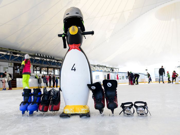 Schaatsen en pinguïn-hulpfknobbel voor het schaatsen in Ice Park Beaufort
